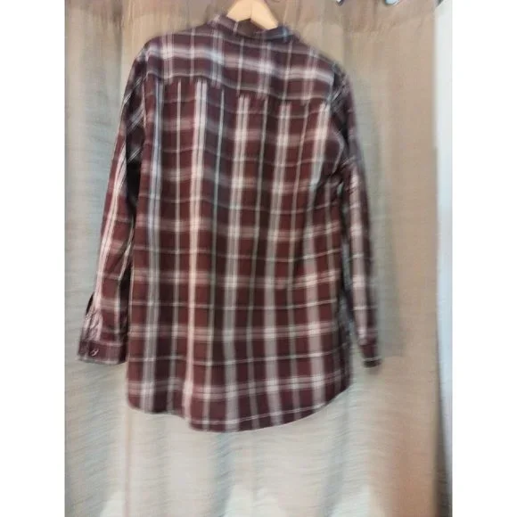 Men's Bold Blue Plaid Maroon/White Casual Button Down Long Sleeve 4XL - Picture 3 of 6